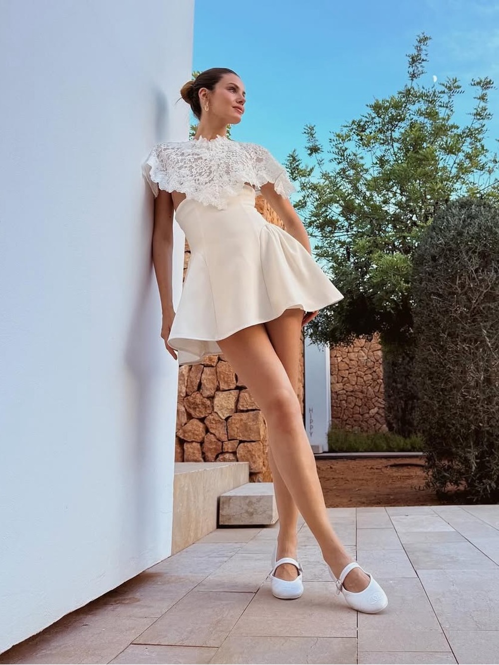HELSA Mademoiselle Lace Overlay Mini Dress Ivory White NEW with tags - Picture 13 of 13